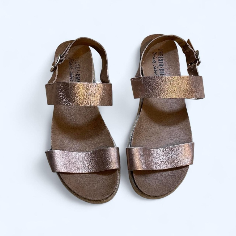 Rose Gold Leather Chelsea Crew Colby‎ Platform Sandals by Anthropology size 10